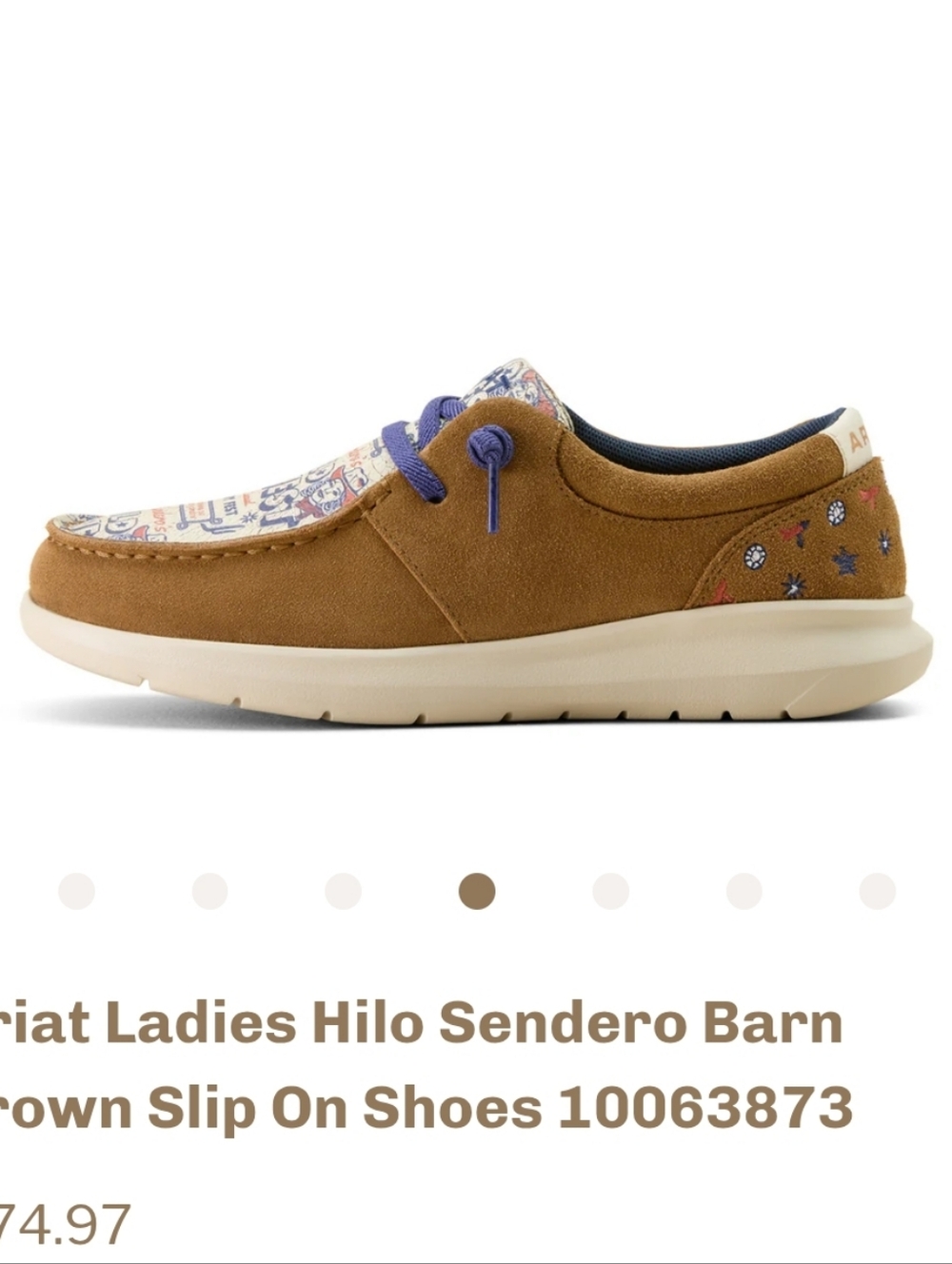 Ariat Ladies Hilo Sendero Barn Brown Slip On Shoes Size 7 - Picture 3 of 11